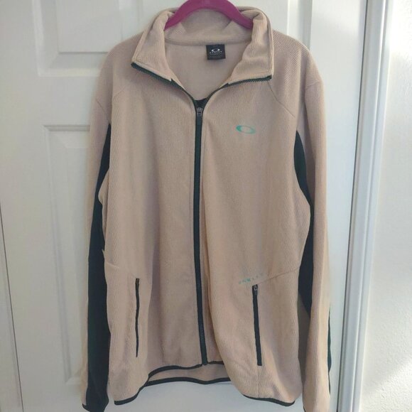 Oakley Men's Full Zip Beige & Green Fleece Jacket  Performance Fit Size … - Picture 1 of 7